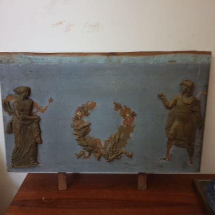 Early 19th-century wood and stucco overmantel, 45 