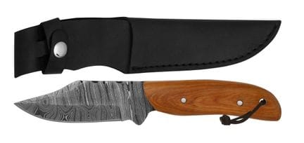 Straight dagger or knife, Damascus blade, teak han