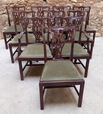A set consisting of eight chairs and two armchairs