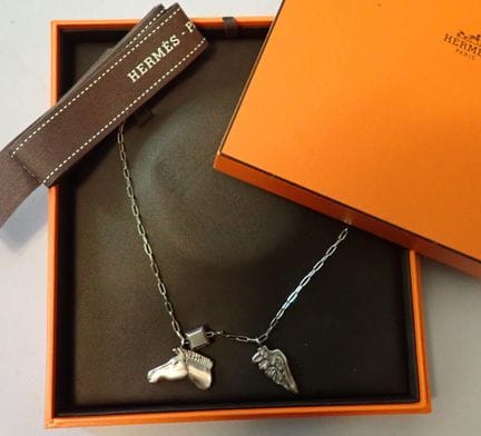Hermès - Parigi: collana lunga in metallo argentat