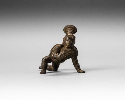 Bronzestatuette des kleinen Krishna, des Butterdie