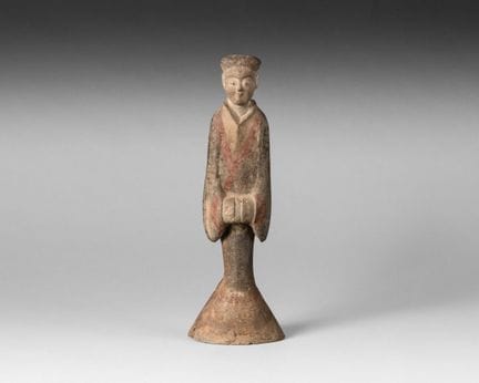 Terracotta funerary figurine (mingqi) with traces 