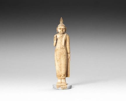 Ivory Buddha statuette (Elephantidae spp.) Standin