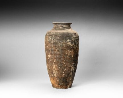 Large conical terracotta vase with a black slip, d