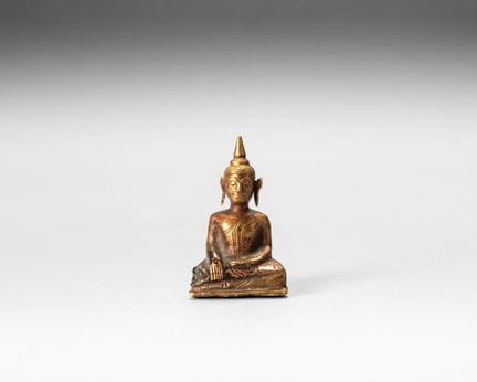 Pequeño Buda de bronce recubierto de pan de oro, s