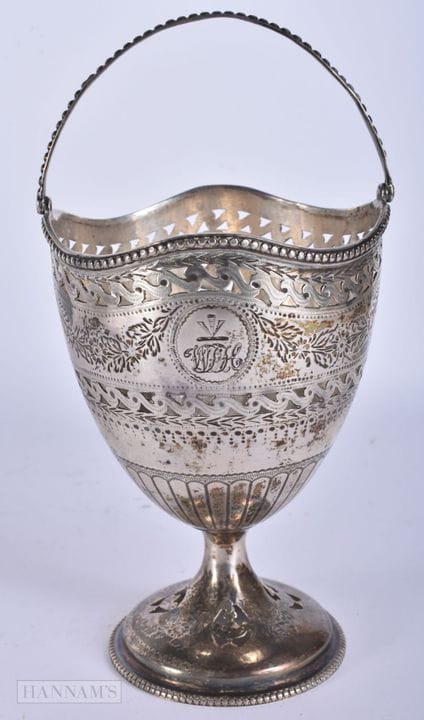 Ein viktorianischer Silberkorb. 221 Gramm. 21 cm h
