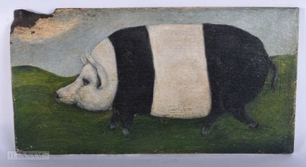 UN ENCANTADOR PANEL DE MADERA PINTADO DE ARTE POPU