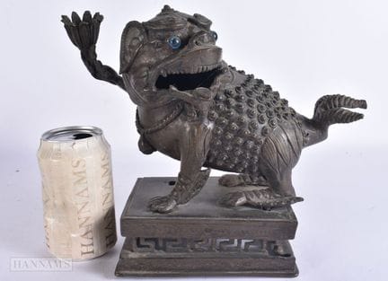 GRAN QUEMADOR DE INCIENSO CHINO-TIBETANO DE BRONCE