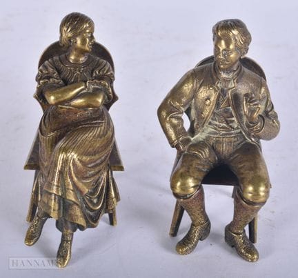 A RARE PAIR OF 19TH CENTURY EUROPEAN BRONZE FIGURE