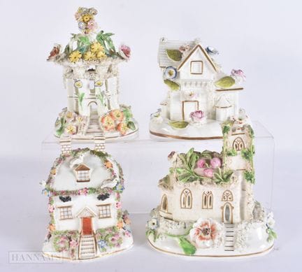 CUATRO QUEMADORES DE PORCELANA DE STAFFORDSHIRE DE