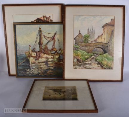 ZWEI AQUARELLE UND ZWEI DRUCKE. (4)