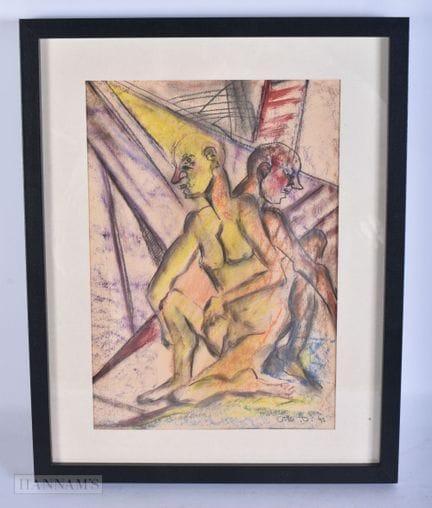 Im Stil von Otto Dix (1891–1969) Pastell, zwei abs