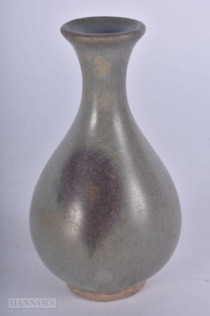 Vase chinois de style « Jun » avec un rebord émail