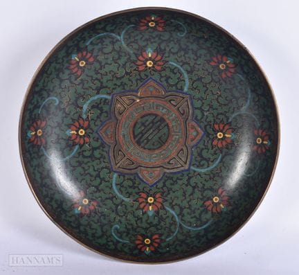 AN 18TH/19TH CENTURY CHINESE CLOISONNE ENAMEL DISH