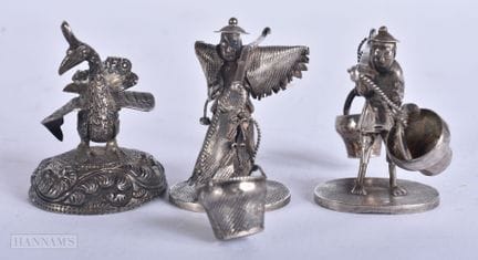 3 figuras decorativas antiguas/vintage de plata de