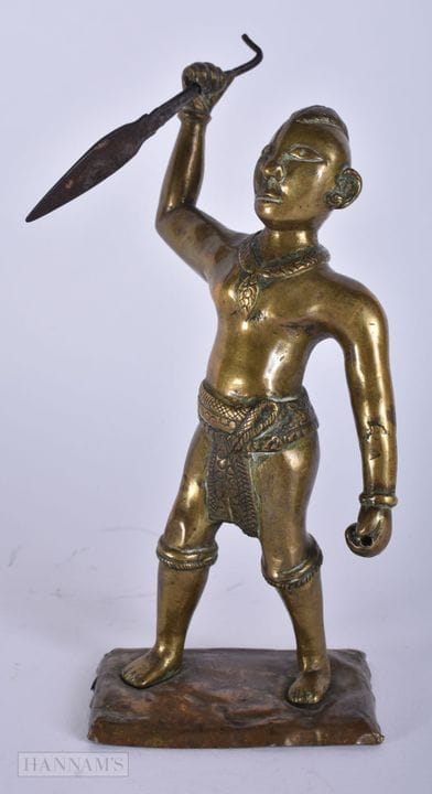 FIGURA DE BRONCE INDIA DE UN CAZADOR DE LOS SIGLOS