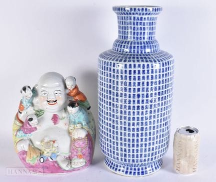 A CHINESE BLUE AND WHITE PORCELAIN CALLIGRAPHY VAS