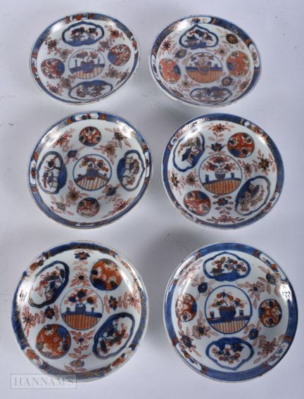 JUEGO DE SEIS PLATILLOS DE PORCELANA IMARI CHINA D