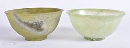 TWO CHINESE REPUBLICAN PERIOD CARVED STONE BOWLS. 