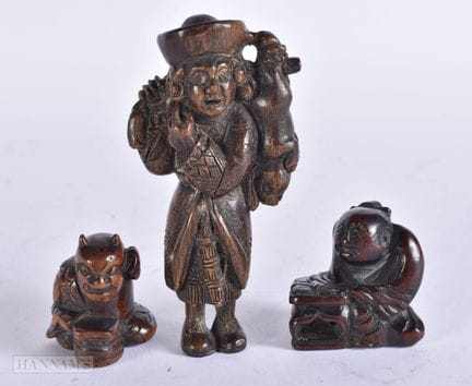 TWO 19TH CENTURY JAPANESE MEIJI PERIOD CARVED WOOD