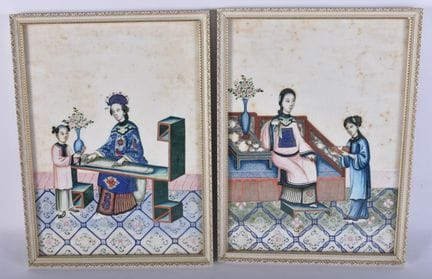 Chinesische Schule (19. Jahrhundert), Paar, Aquare