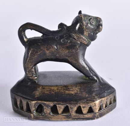 AN UNUSUAL 19TH CENTURY INDIAN BRONZE BEAST RASP R