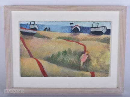 AN OIL ON BORD. 27 cm x 20 cm, image 20 cm x 13.5 