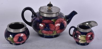 William Moorcroft (1872-1945) A Pansy pattern tea 
