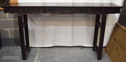 A LARGE 19TH CENTURY CHINESE CARVED HARDWOOD ALTAR