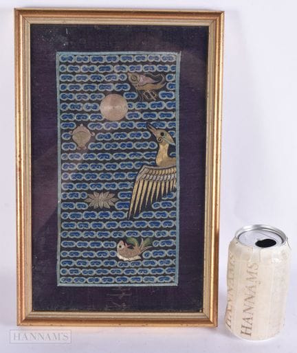 AN 18TH/19TH CENTURY CHINESE SILK EMBROIDERED RANK