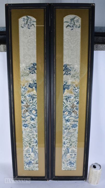 A LARGE PAIR OF 19TH CENTURY CHINESE SILK EMBROIDE