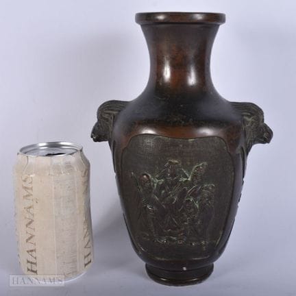 JARRÓN CHINO DE BRONCE CON MOTIVOS DE LOS INMORTAL