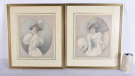 Margaret E. Hall (um 1900), Zweierpaar, Bleistift 