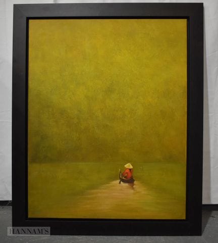 Escuela china/vietnamita (siglo XX). Óleo sobre li