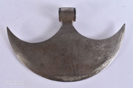 A TURKISH OTTOMAN AXE HEAD. 29 cm x 17 cm.