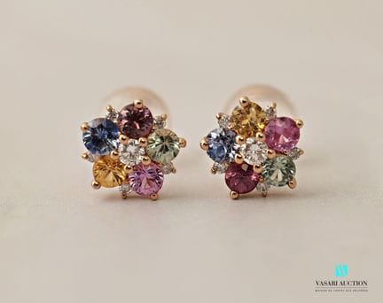 Paire de boutons d'oreilles en or rose 750 millièm