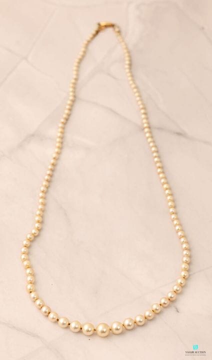 Collier de 123 perles de culture en chute, fermoir