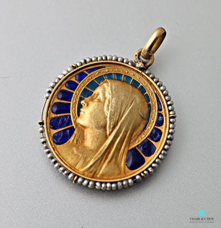 Médaille ronde en or jaune 750 millièmes « Vierge 