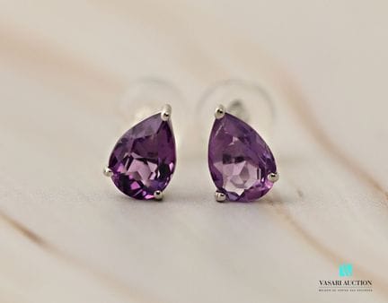 Paire de boutons d'oreilles en or blanc 750 milliè