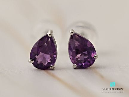Paire de boutons d'oreilles en or blanc 750 milliè