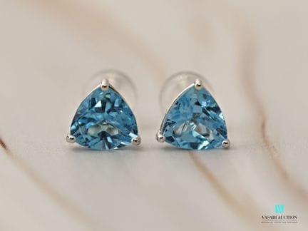 Paire de boutons d'oreilles en or blanc 750 milliè