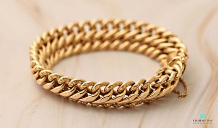 Bracelet en or jaune 750 millièmes maille gourmett