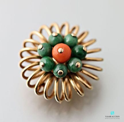 Mellerio, broche ronde en or jaune 750 millièmes f