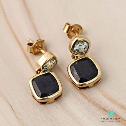 Paire de boucles d'oreilles en argent doré 925 mil