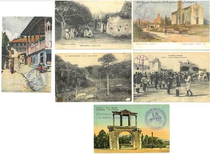 Militaria: CPA Lote de 6 tarjetas filatélicas 1914