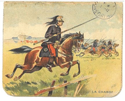 Militaria: Tarjeta postal ilustrada de 1906 del 9.