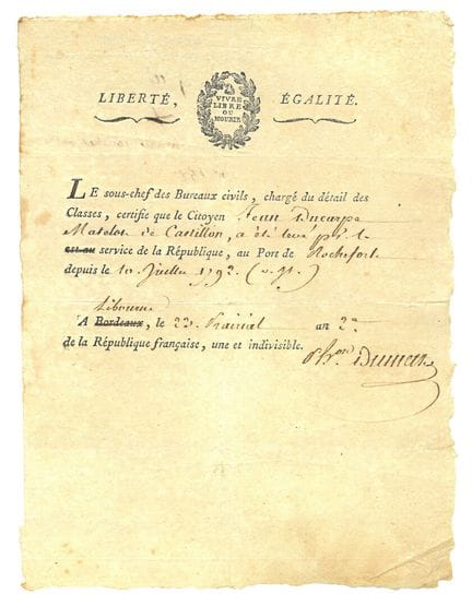 „Militaria: FRANZÖSISCHE REVOLUTION/Jahr II 1794/D