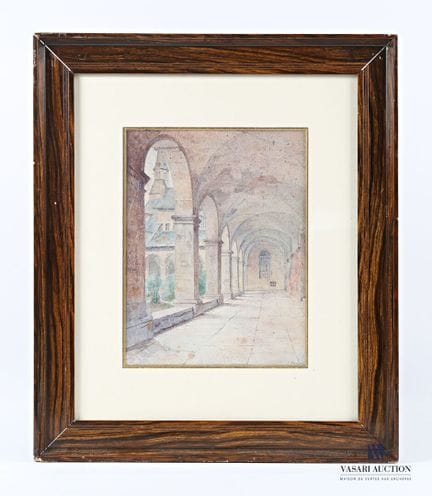 ANÓNIMO
El interior del claustro 
Acuarela firmada