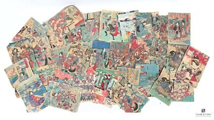 JAPON
Suite de quarante-deux estampes en couleurs.