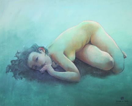 DOUENCE
Reclining Woman
Mixed media on paper
Signe